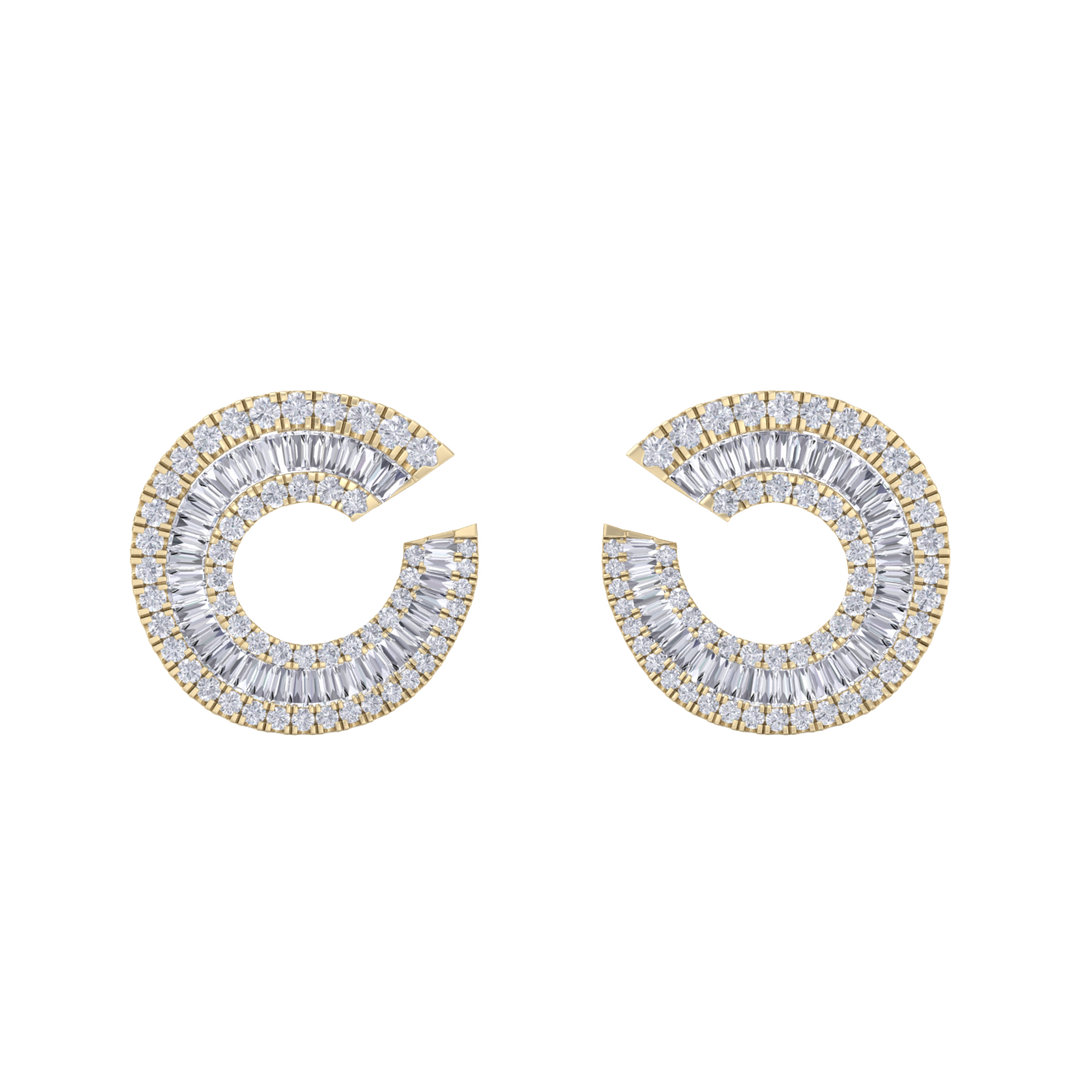 Baguette diamond circle studs in rose gold with white diamonds of 5.85 ct in weight