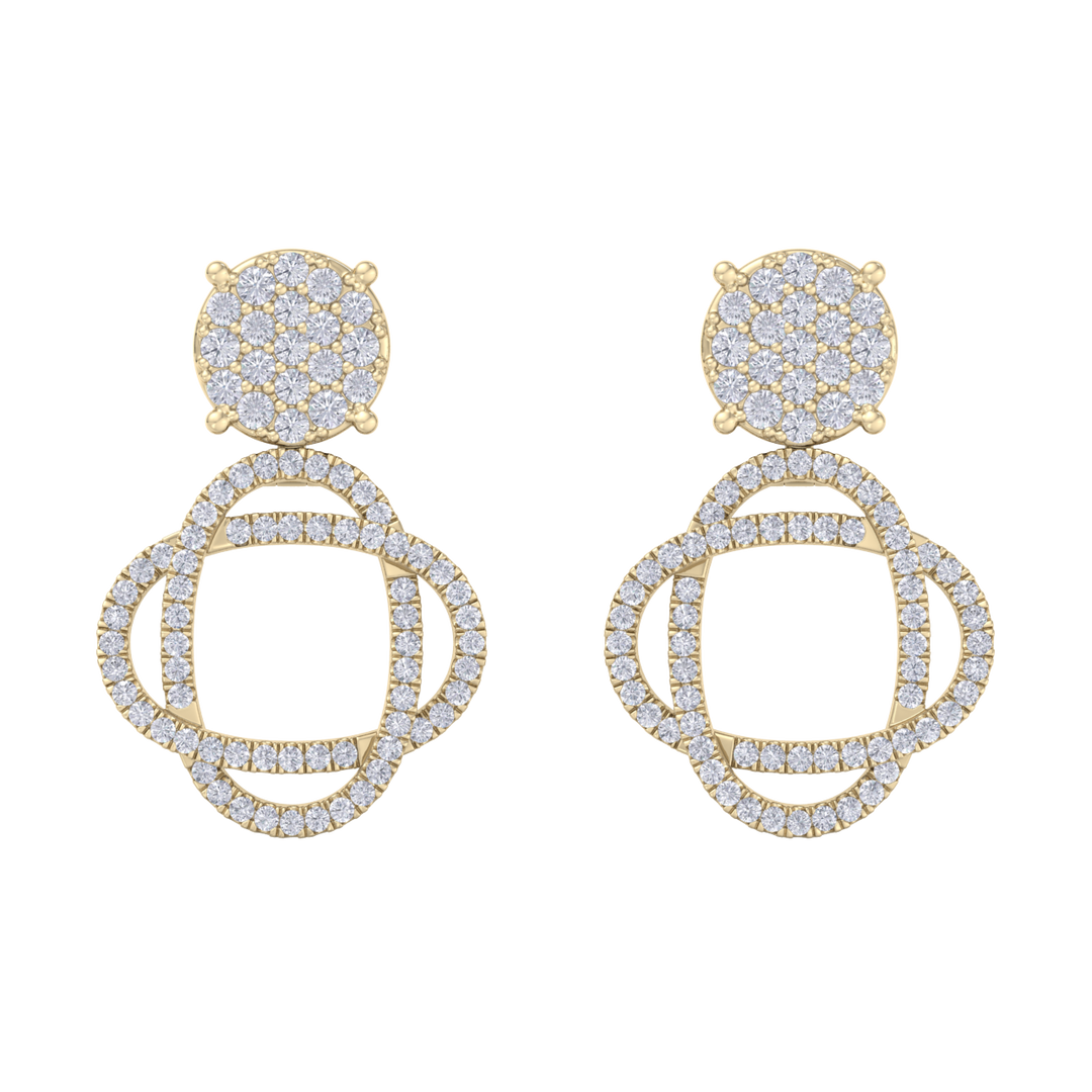 3 in 1 earrings in yellow gold with white diamonds of 1.01 ct in weight