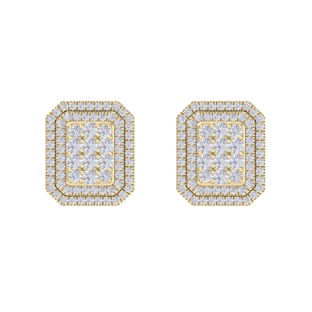 3 in 1 earrings in yellow gold with white diamonds of 0.97 ct in weight