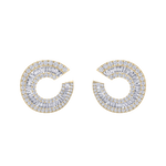 Load image into Gallery viewer, Baguette diamond circle studs in yellow gold with white diamonds of 5.85 ct in weight
