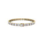 Load image into Gallery viewer, Baguette tennis bracelet in yellow gold with white diamonds of 4.18 ct in weight
