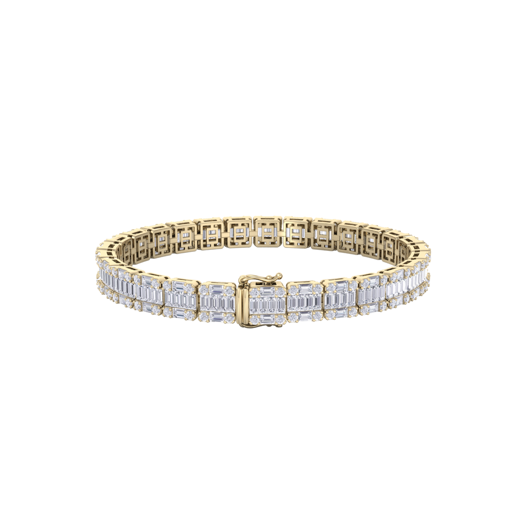 Baguette tennis bracelet in rose gold with white diamonds of 5.20 ct in weight