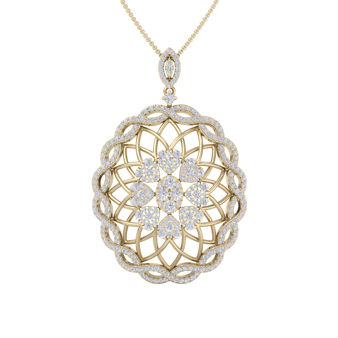 Oval pendant in rose gold with white diamonds of 1.97 ct in weight