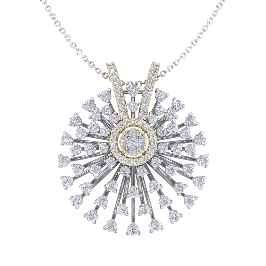 Flower Pendant in white gold with white diamonds of 2.08 ct in weight