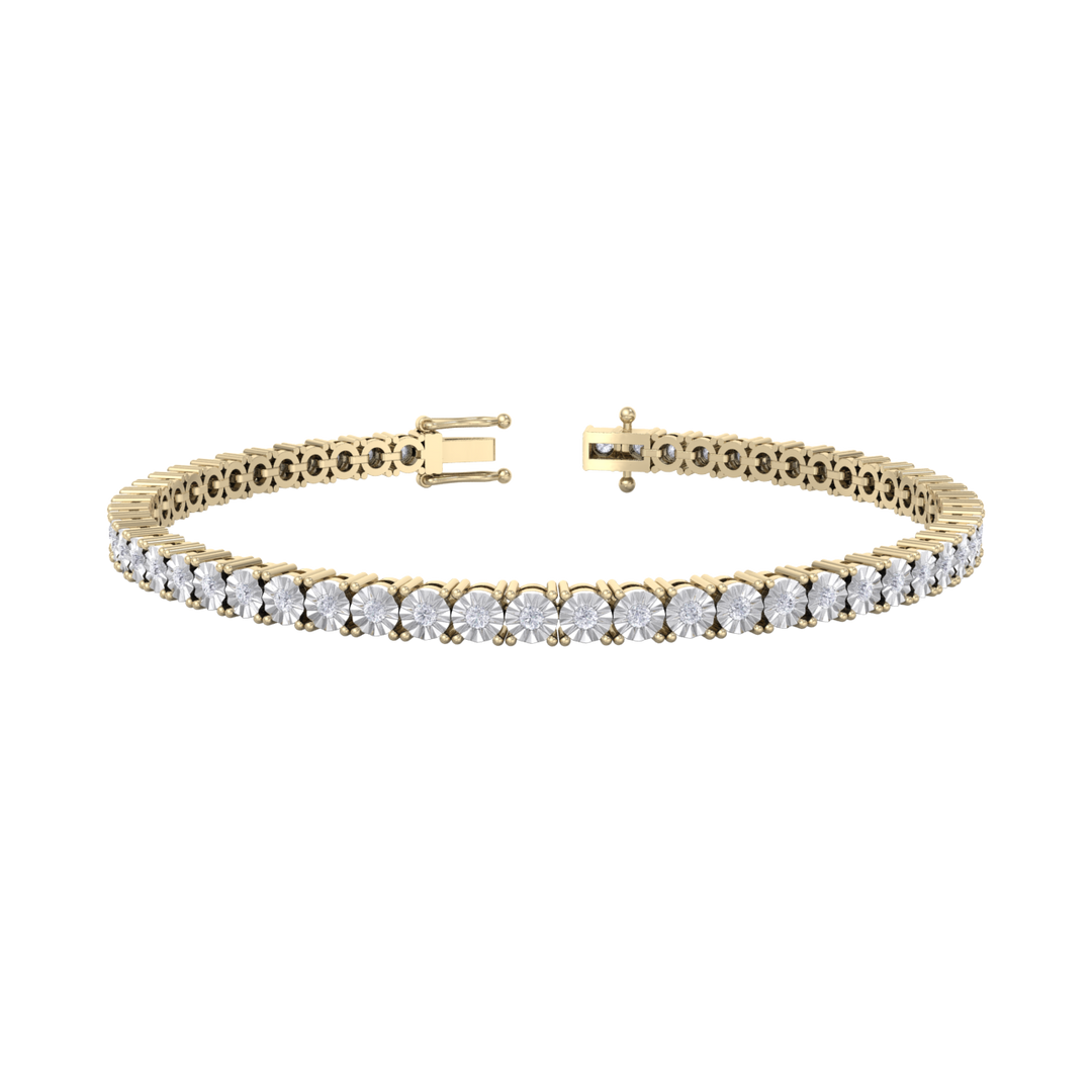 Tennis bracelet in yellow gold with white diamonds of 0.88 ct in weight