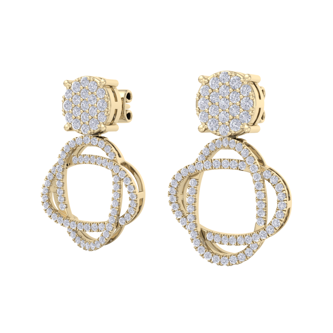 3 in 1 earrings in rose gold with white diamonds of 1.01 ct in weight