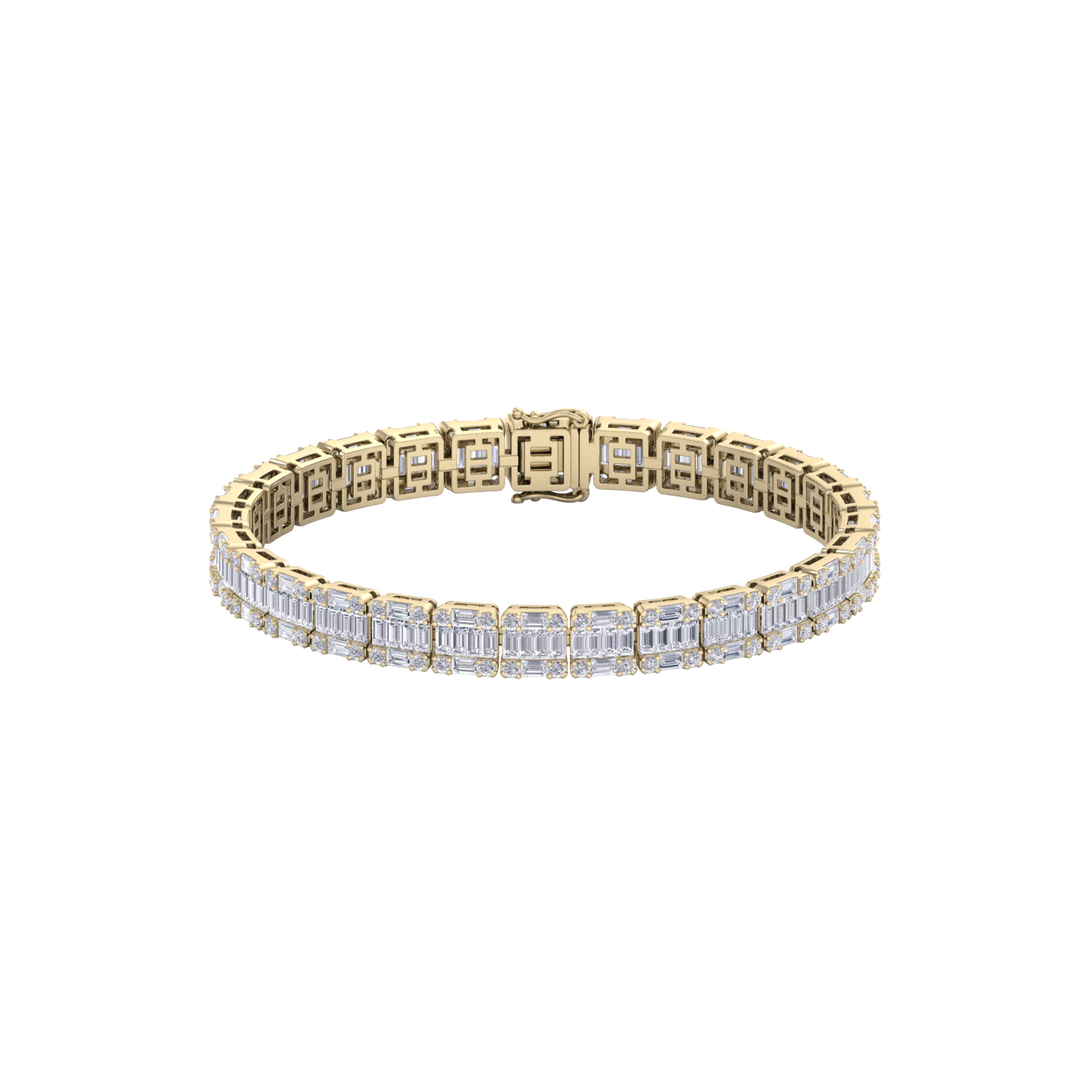 Baguette tennis bracelet in rose gold with white diamonds of 5.20 ct in weight