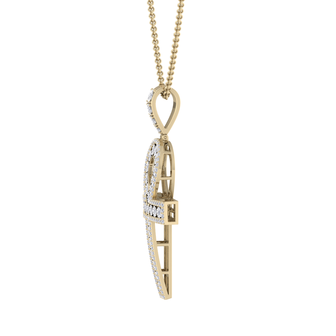 Ankh pendant in white gold with white diamonds of 1.77 ct in weight