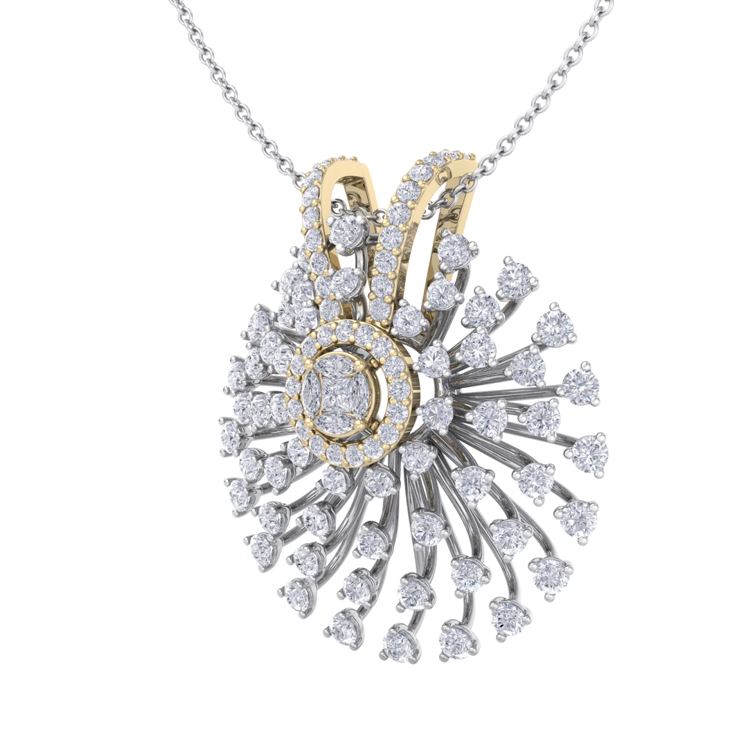 Flower Pendant in white gold with white diamonds of 2.08 ct in weight