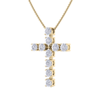 Load image into Gallery viewer, Diamond Cross Pendant in yellow gold with white diamonds of 1.10 ct in weight
