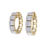 Load image into Gallery viewer, Baguette diamond hoop earrings in yellow gold with white diamonds of 4.56 ct in weight
