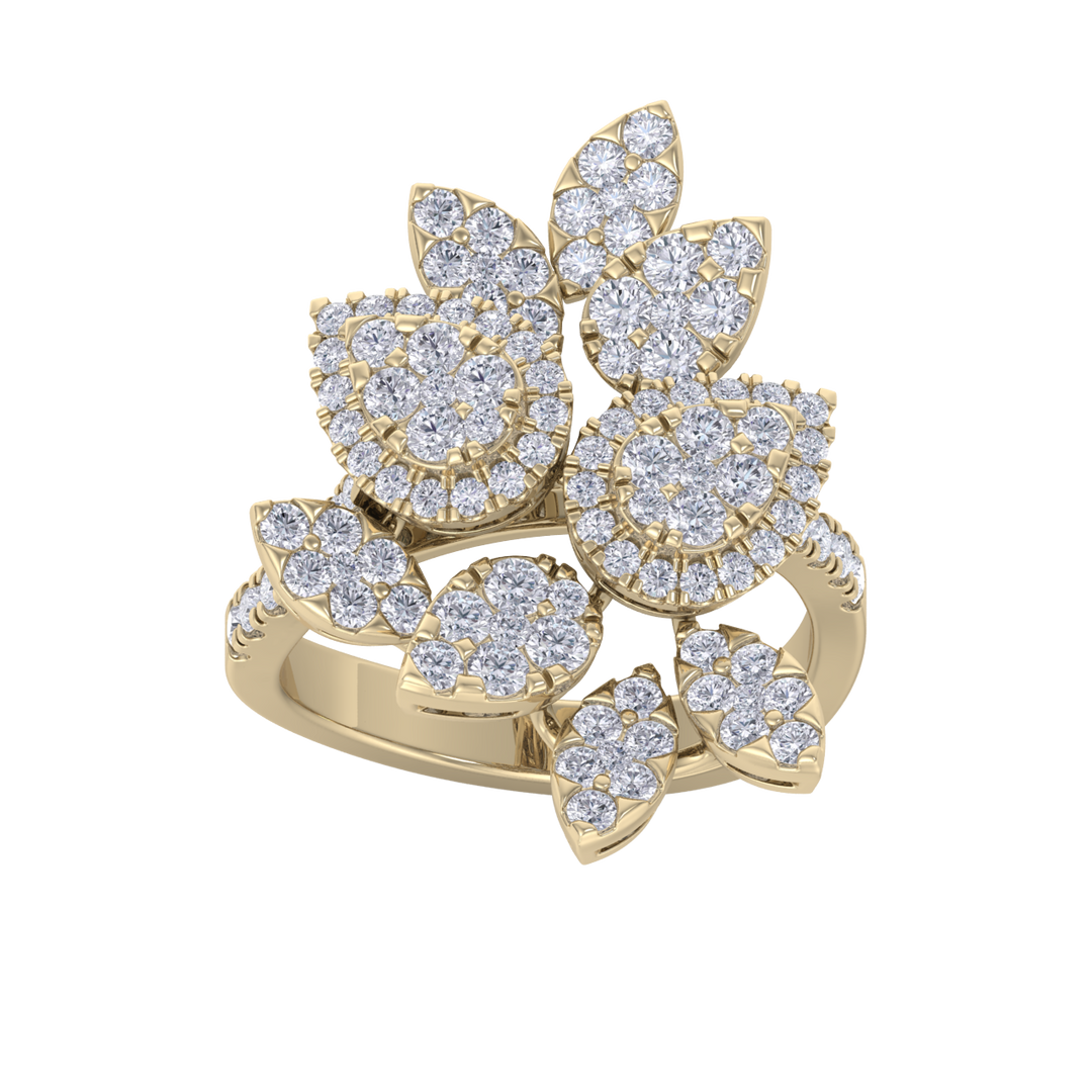 Diamond ring in yellow gold with white diamonds of 1.76 ct in weight