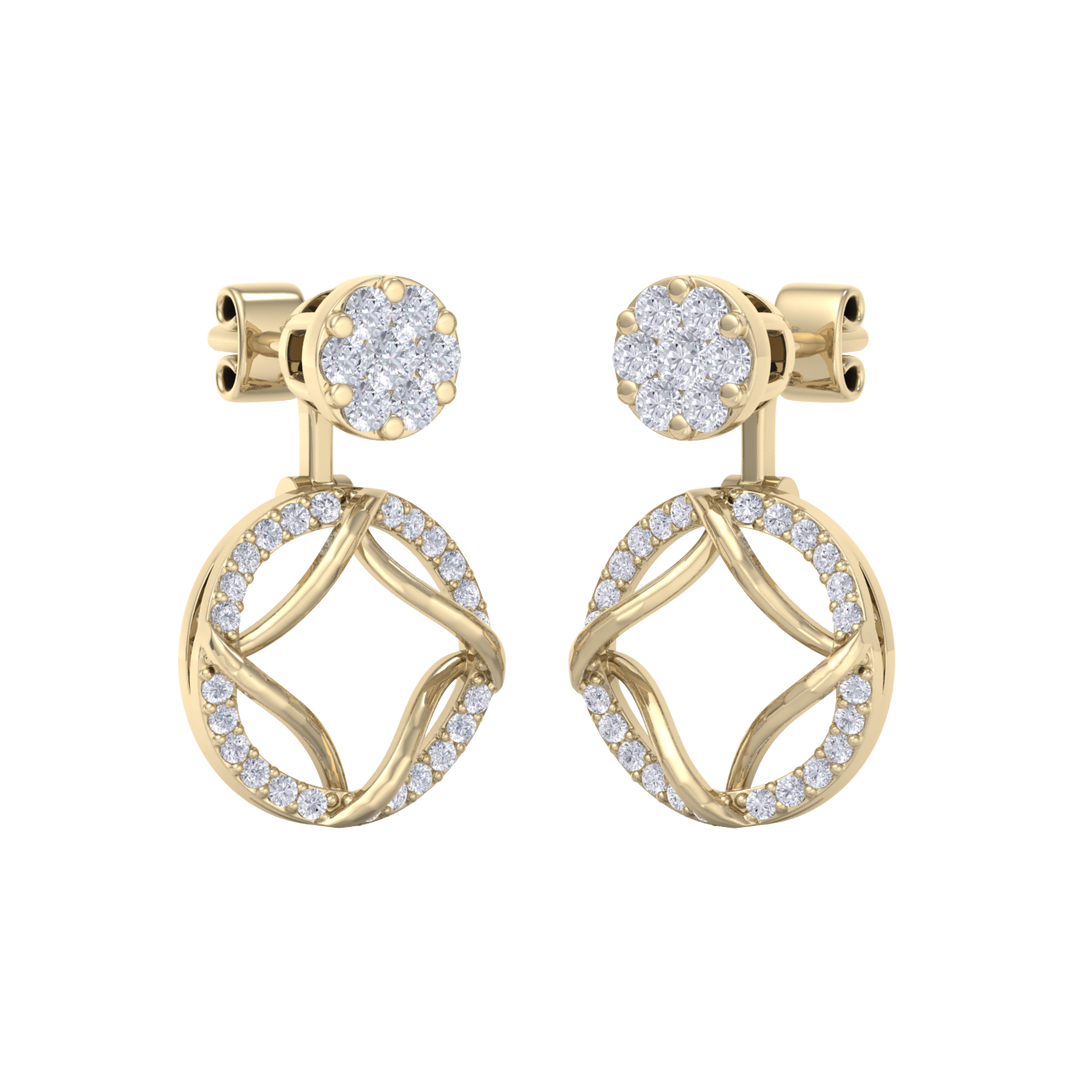 Drop earrings in yellow gold with white diamonds of 1.14 ct in weight