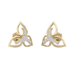 Load image into Gallery viewer, Flower shaped stud earrings in yellow gold with white diamonds of 0.24 ct in weight
