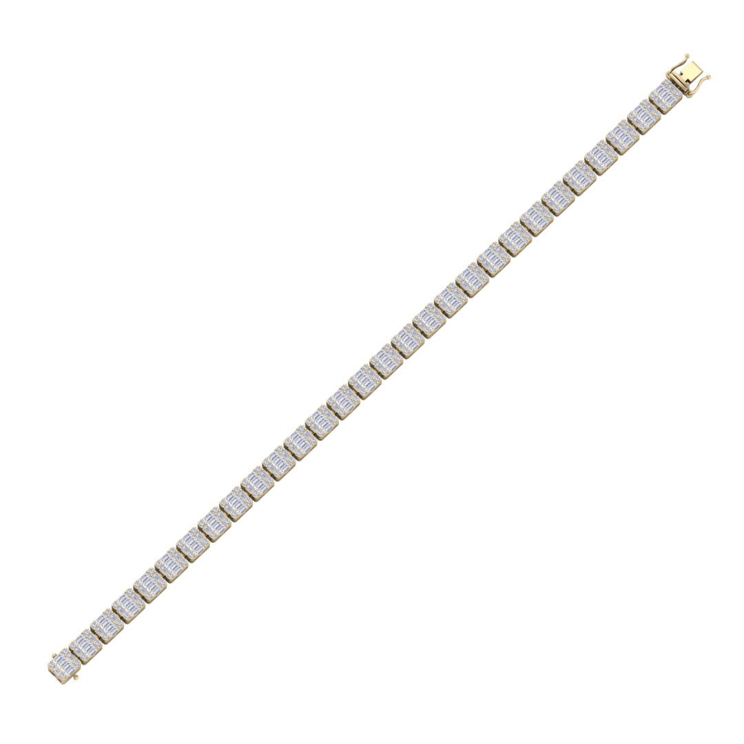 Baguette tennis bracelet in rose gold with white diamonds of 4.18 ct in weight