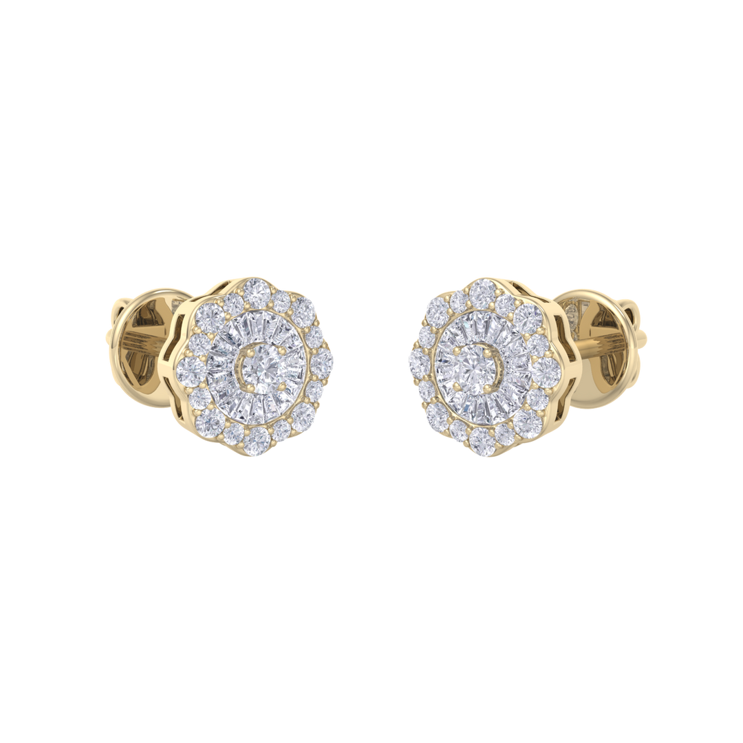 Round shaped stud earrings in white gold with white diamonds of 0.65 ct in weight