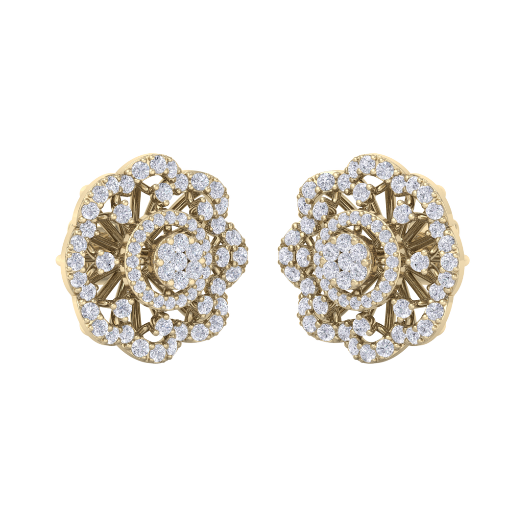 Stud earrings in rose gold with white diamonds of 1.14 ct in weight