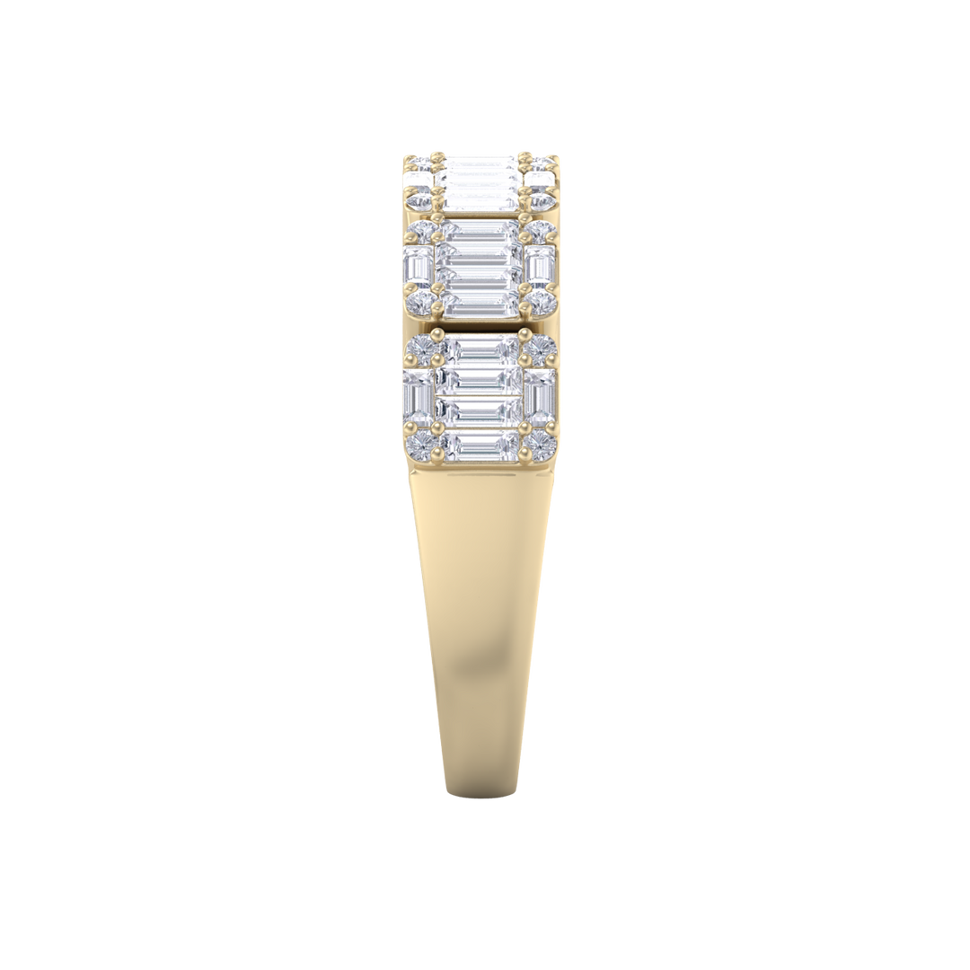 Baguette half eternity ring in yellow gold with white diamonds of 2.28 ct in weight