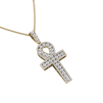 Load image into Gallery viewer, Ankh pendant in yellow gold with white diamonds of 1.77 ct in weight
