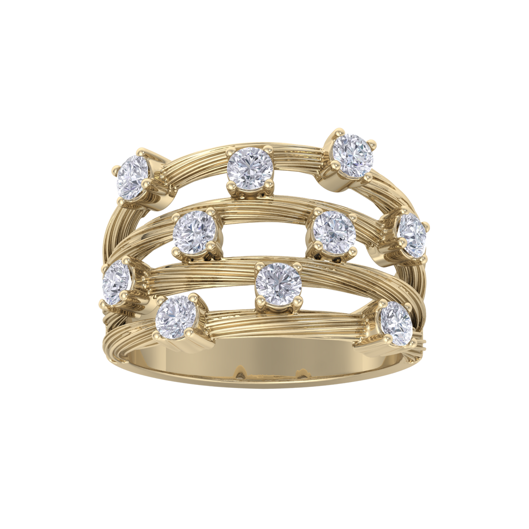 Multi-band ring in rose gold with white diamonds of 0.90 ct in weight