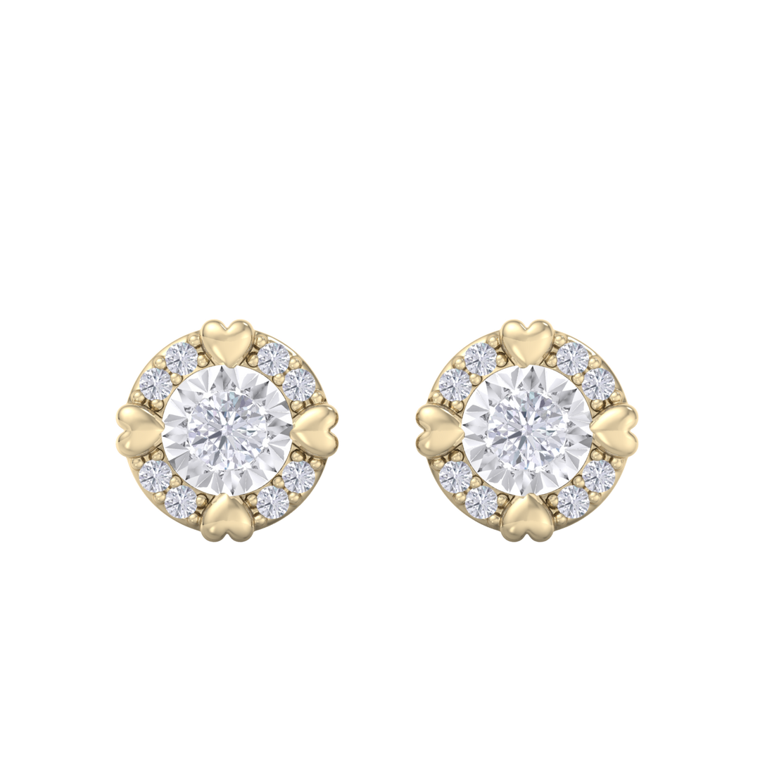 Halo earrings with miracle plate in rose gold with white diamonds of 0.20 ct in weight