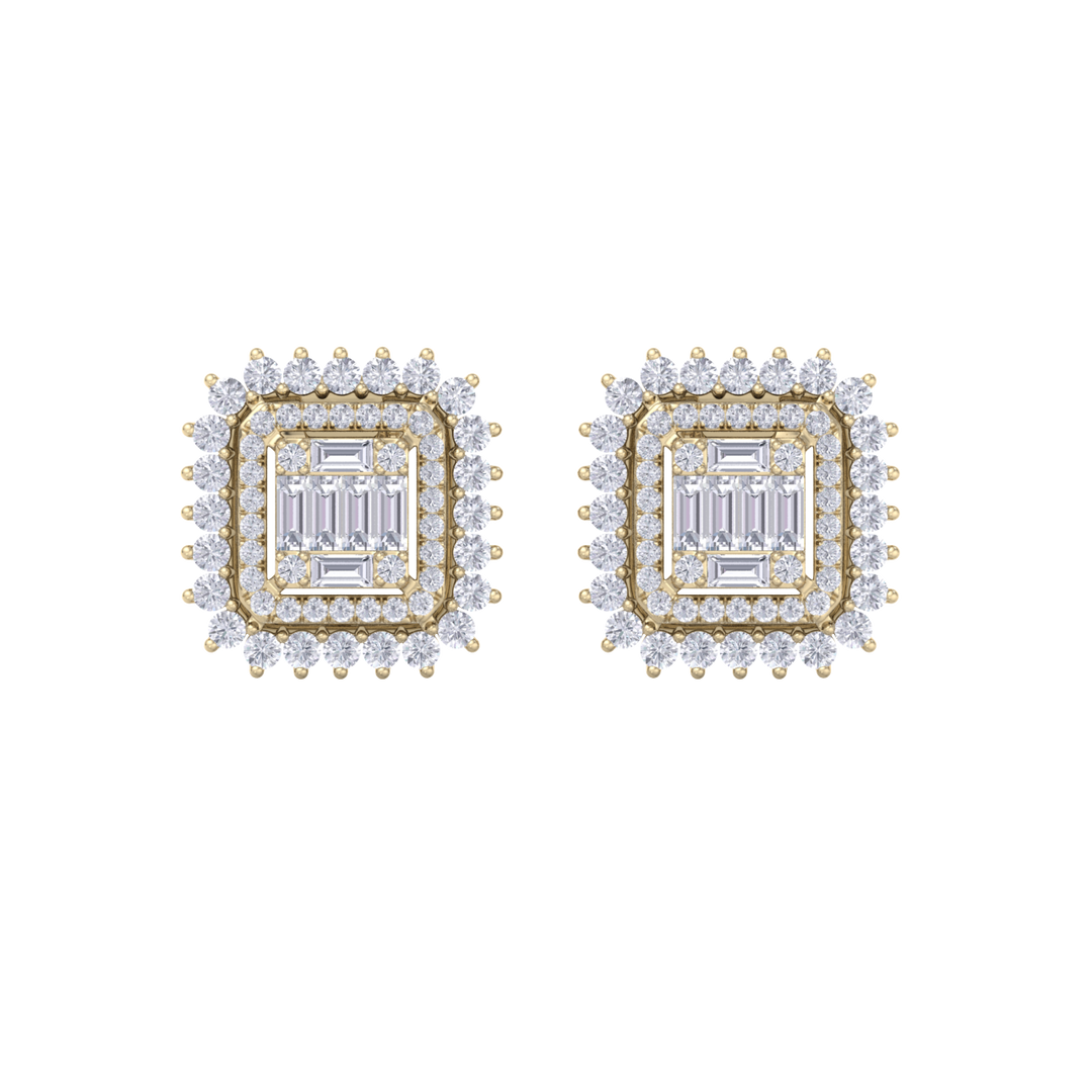 Elegant stud earrings in rose gold with white diamond of 1.43 ct in weight