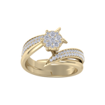 Load image into Gallery viewer, Cluster solitaire ring in yellow gold with white diamonds of 0.57 ct in weight
