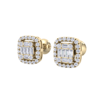 Load image into Gallery viewer, Halo square stud earrings in white gold with white diamonds of 0.41 ct in weight
