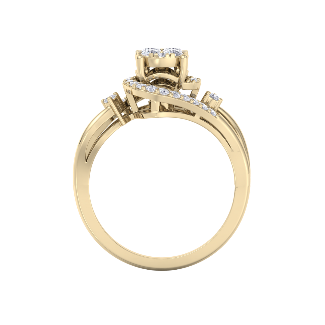 Engagement ring in yellow gold with white diamonds of 0.26 ct in weight