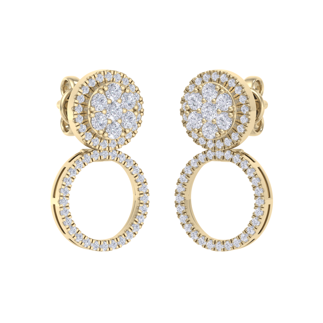 3 in 1 earrings in yellow gold with white diamonds of 0.79 ct in weight