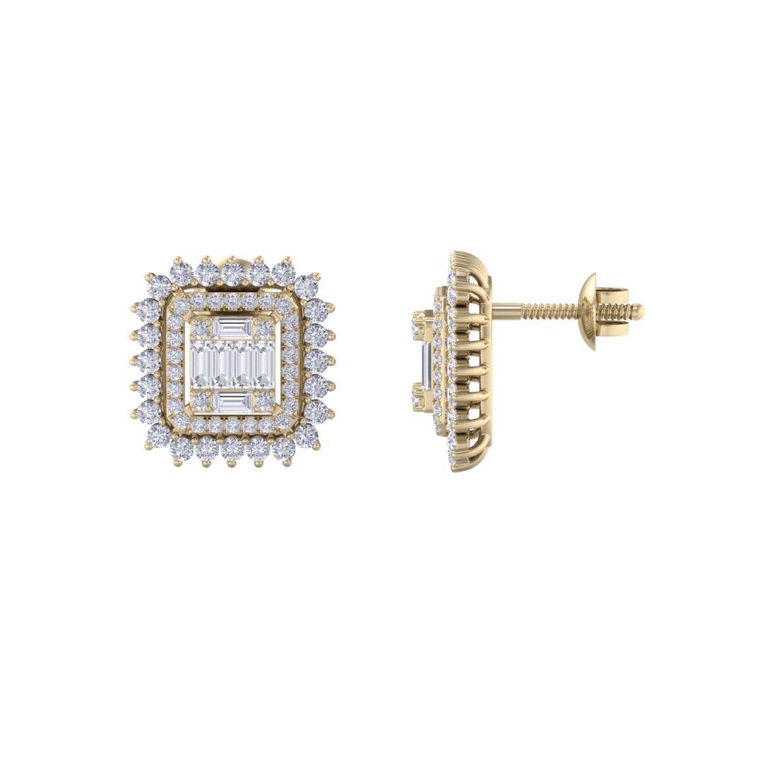 Elegant stud earrings in rose gold with white diamond of 1.43 ct in weight