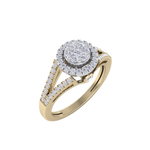 Load image into Gallery viewer, Cluster engagement ring in yellow gold with white diamonds of 0.44 ct in weight
