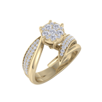 Load image into Gallery viewer, Cluster solitaire ring in yellow gold with white diamonds of 0.57 ct in weight
