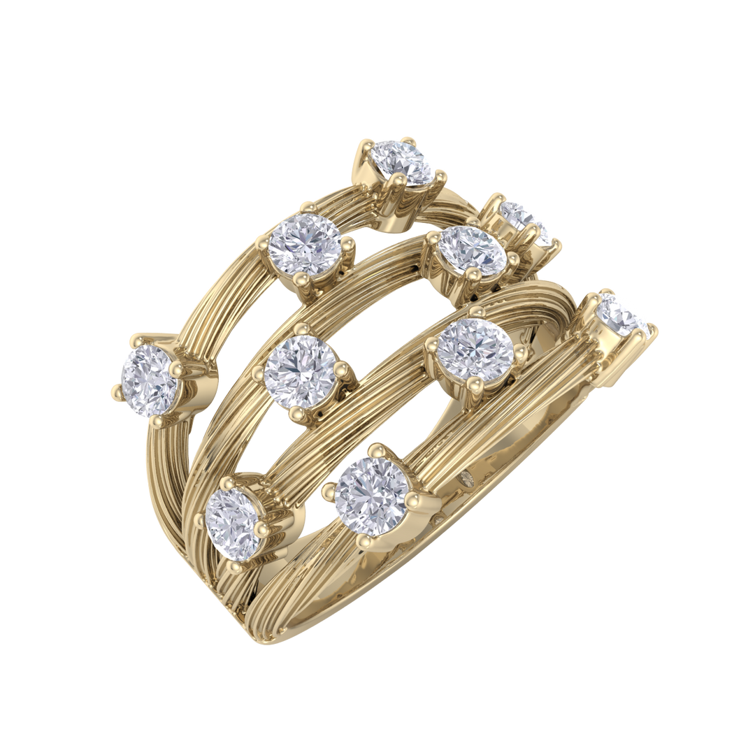 Multi-band ring in rose gold with white diamonds of 0.90 ct in weight