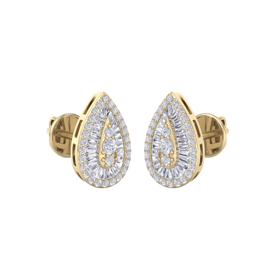 Pear shaped earrings in rose gold with white diamonds of 0.79 ct in weight