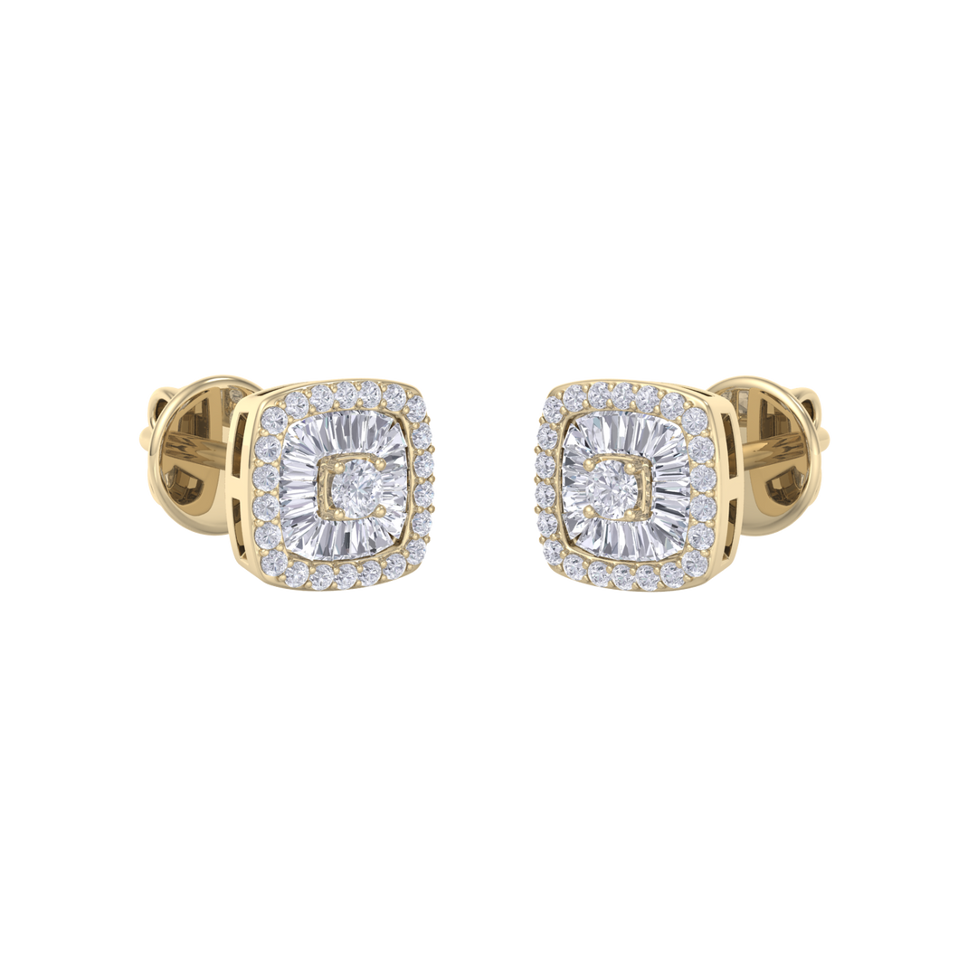 Square halo earrings in white gold with white diamonds of 0.60 ct in weight