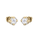 Load image into Gallery viewer, Halo earrings with miracle plate in yellow gold with white diamonds of 0.20 ct in weight
