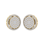 Load image into Gallery viewer, Halo stud earrings in yellow gold with white diamonds of 1.11 ct in weight
