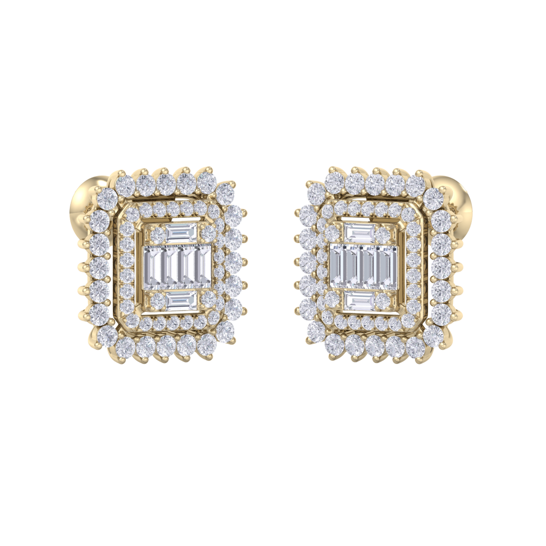 Elegant stud earrings in white gold with white diamond of 1.43 ct in weight