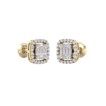 Load image into Gallery viewer, Halo square stud earrings in white gold with white diamonds of 0.41 ct in weight
