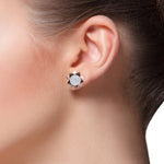 Load image into Gallery viewer, Flower shaped stud earrings in white gold with white diamonds of 0.62 ct in weight
