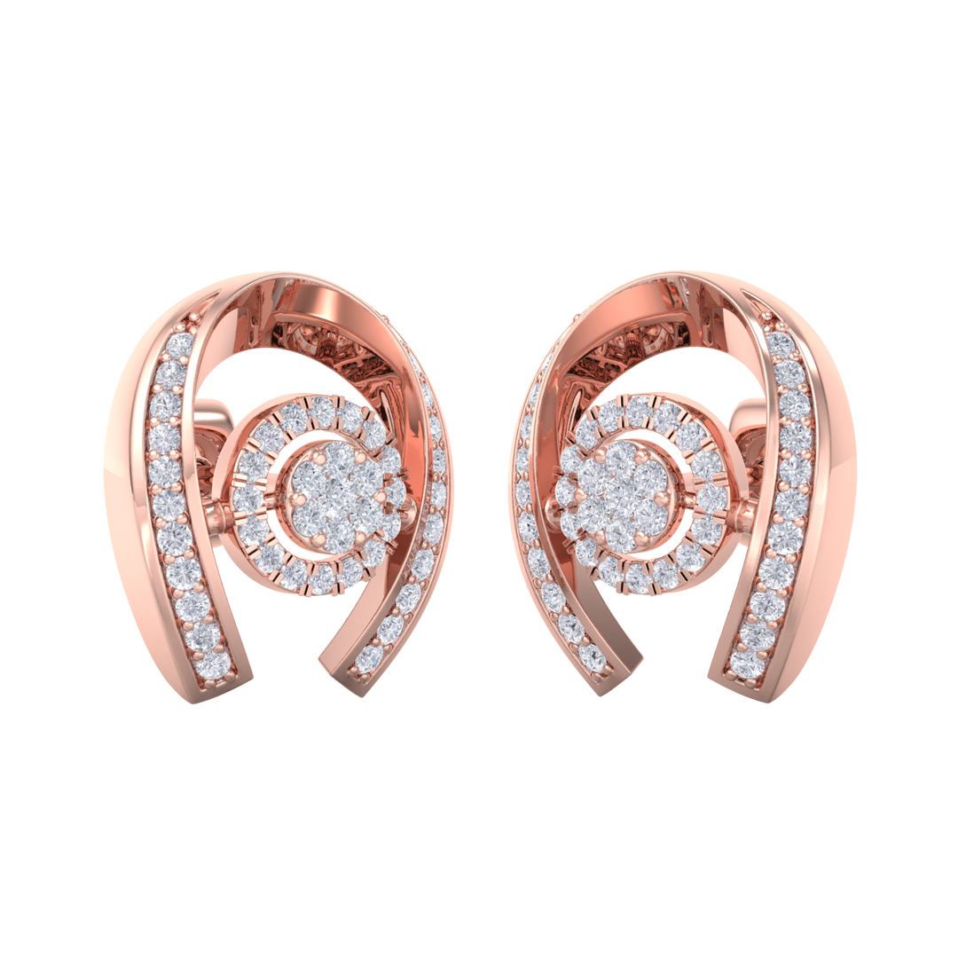 Statement earrings in rose gold with white diamonds of 0.53 ct in weight