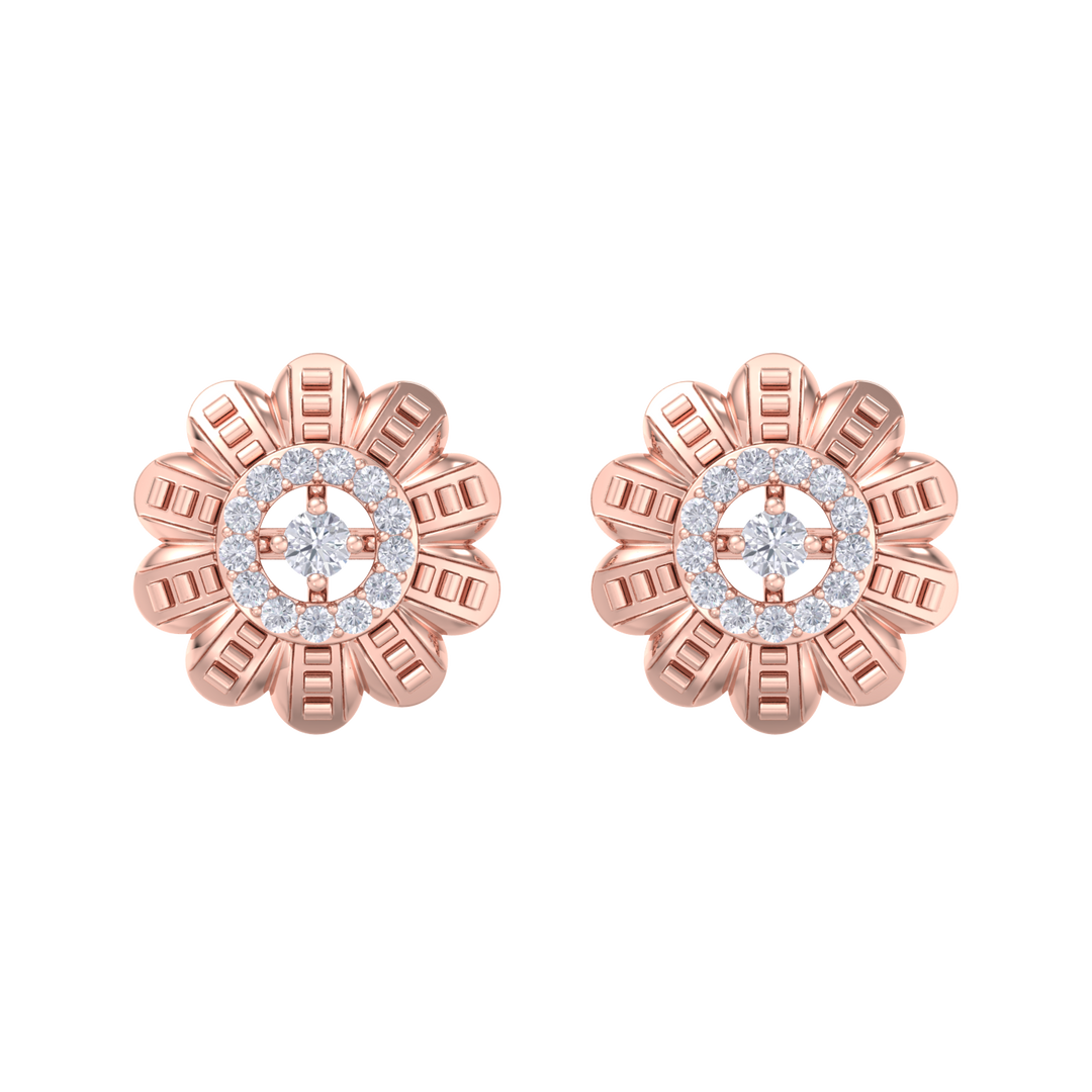 Stud earrings in yellow gold with white diamonds of 0.29 ct in weight