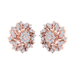 Load image into Gallery viewer, Flower stud earrings in rose gold with white diamonds of 1.13 ct in weight
