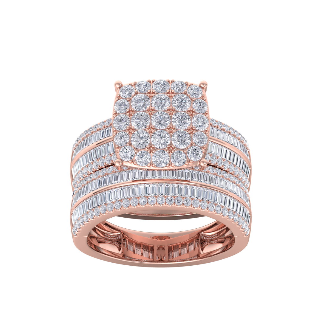 Diamond ring in rose gold with white diamonds of 2.63 ct in weight