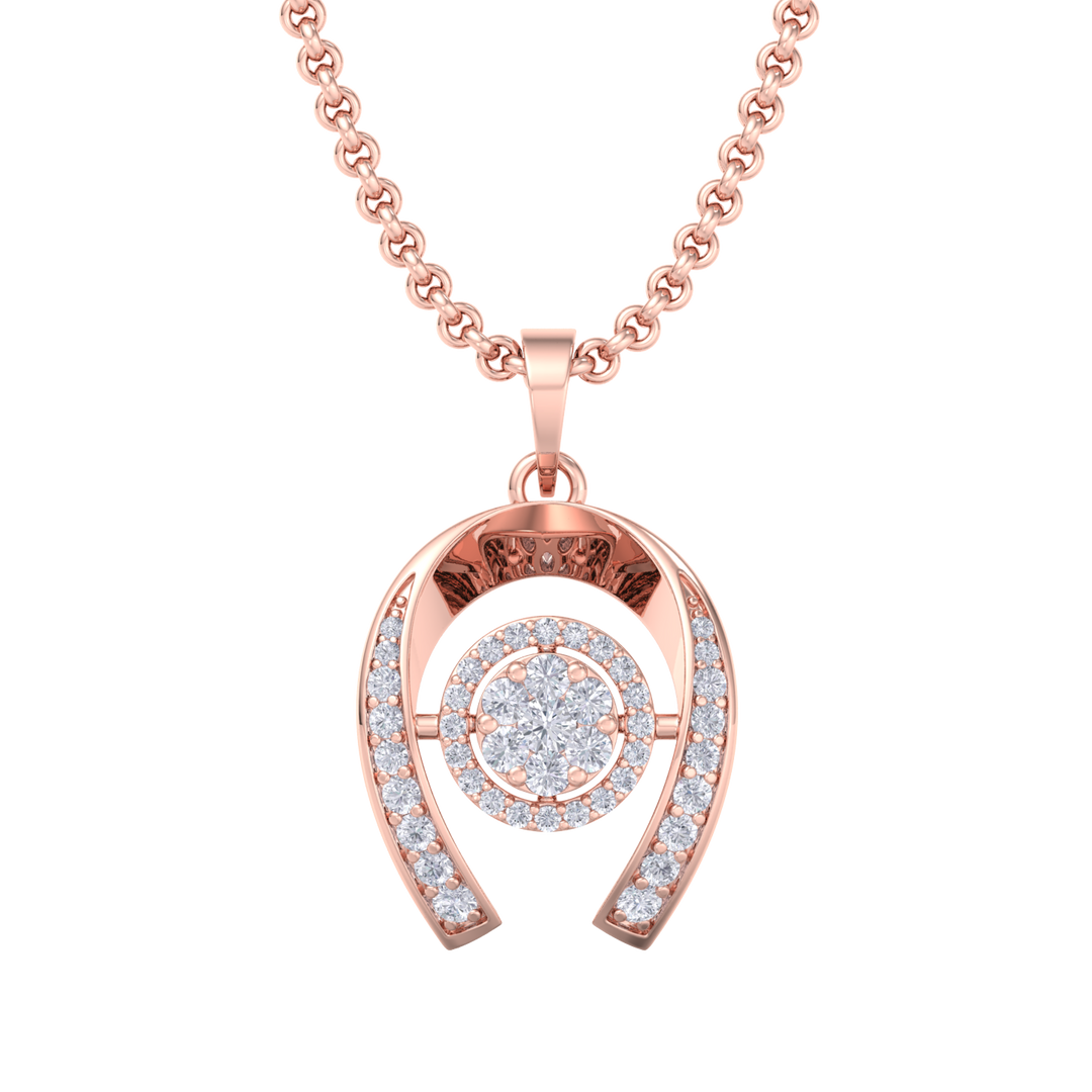 Halo Pendant in yellow gold with white diamonds of 0.26 ct in weight