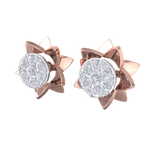 Load image into Gallery viewer, Flower shaped stud earrings in yellow gold with white diamonds of 0.62 ct in weight
