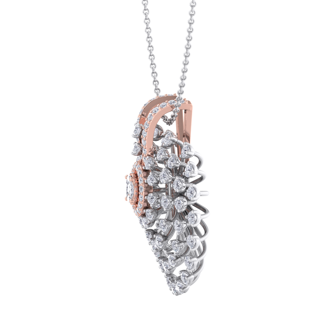 Flower Pendant in white gold with white diamonds of 2.08 ct in weight