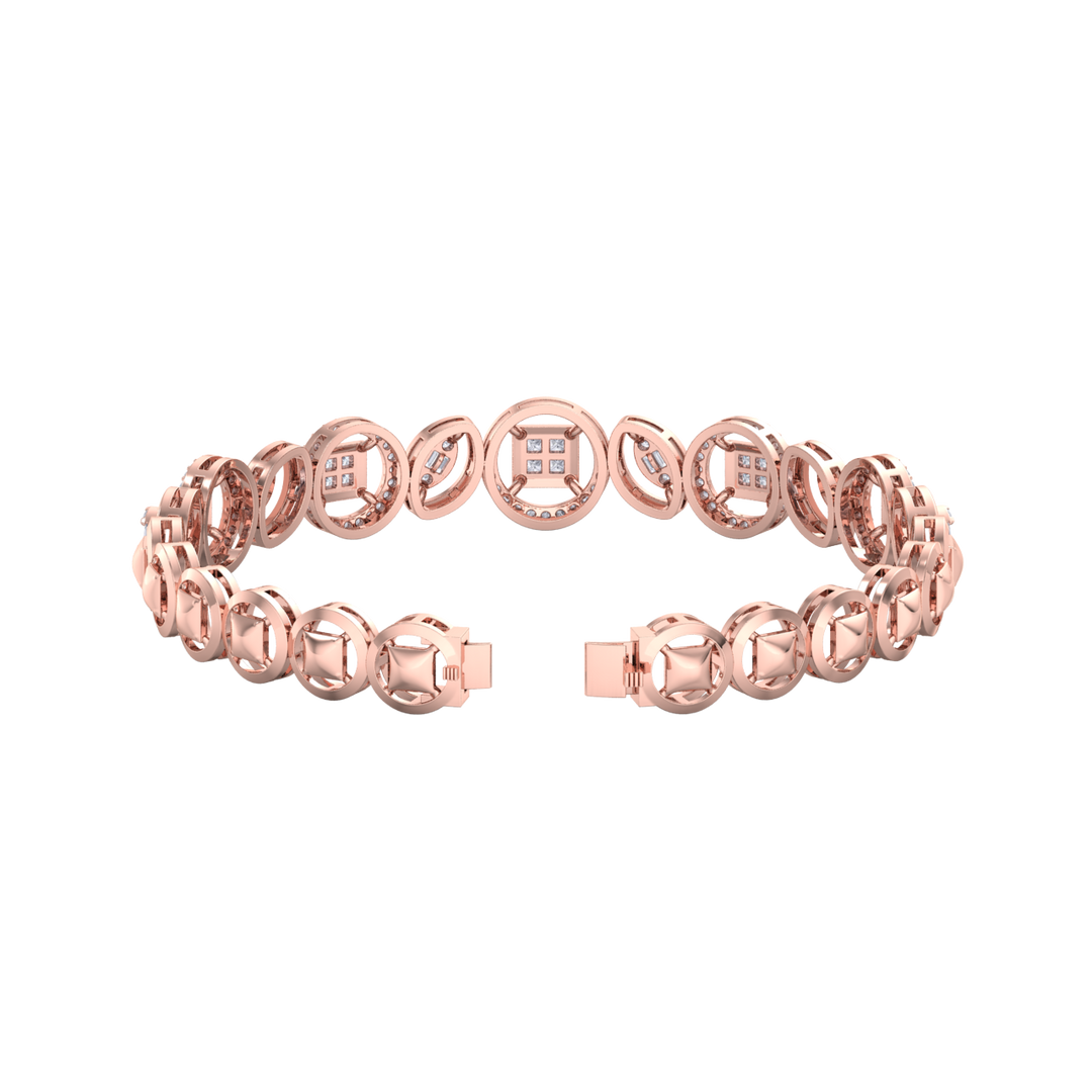 Statement bracelet in rose gold with white diamonds of 1.10 ct in weight