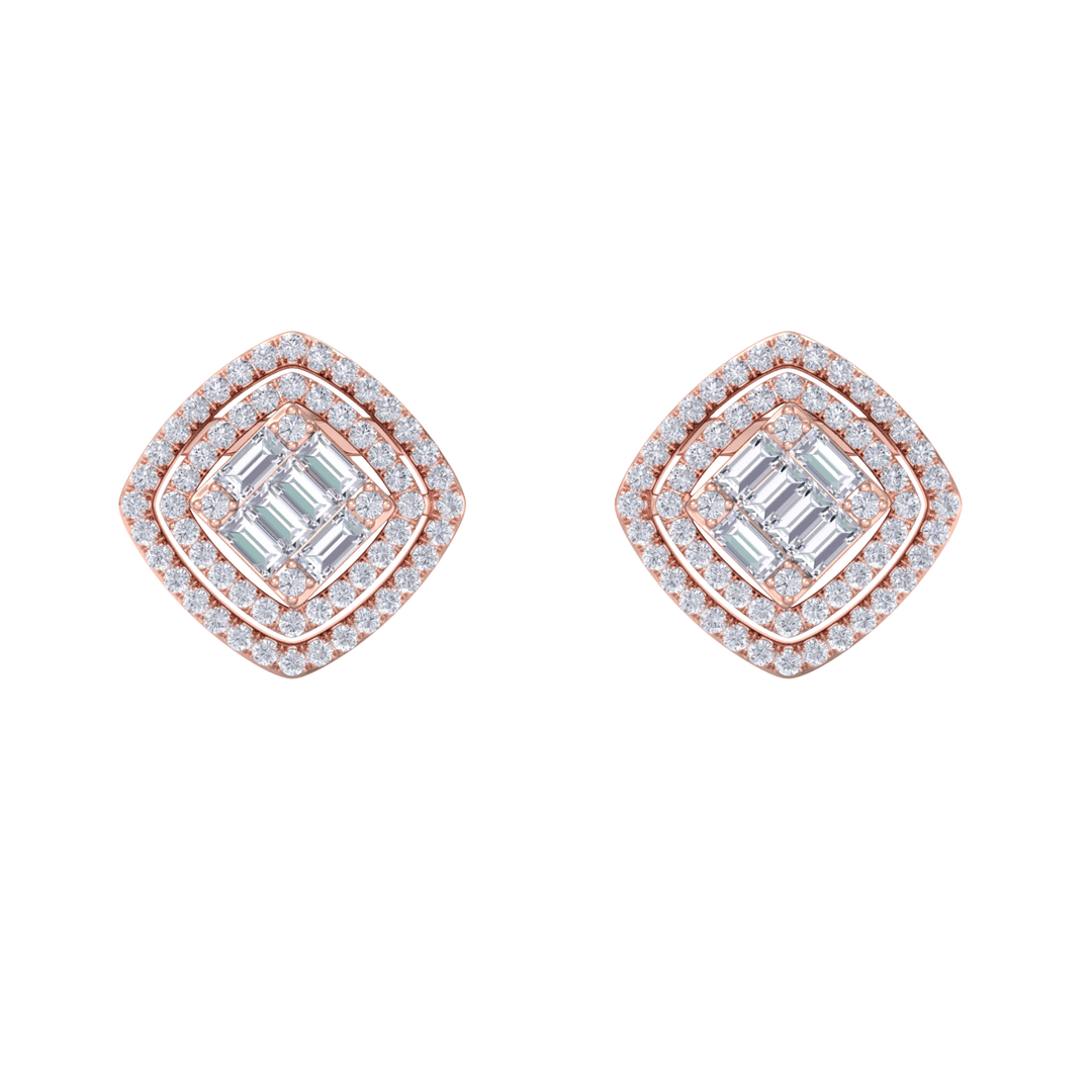 Stud earrings in white gold with white diamonds of 0.88 ct in weight